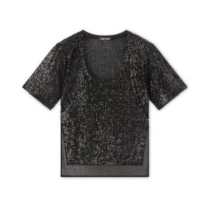 Tom Ford All Over Sequins T-shirt Blast Dam Svarta | 908VJIPRZ