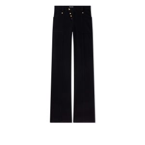 Tom Ford Bekvämlighet Denim Breda Legs Byxor Dam Svarta | 645QWCMYF