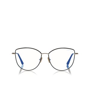 Tom Ford Blue Block Soft Cat Eye Optisk Dam Svarta Bruna | 937MEUNQC