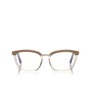 Tom Ford Blue Block Soft Square Optisk Dam Rosa Vita | 365BKEFIY