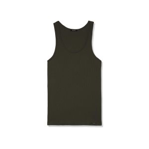 Tom Ford Bomull Modal Rib Tank T-shirt Herr Gröna | 612PAYUWD