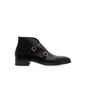 Tom Ford Burnished Läder Elkan Monk Rem Stövlar Herr Svarta | 479JCEVKA