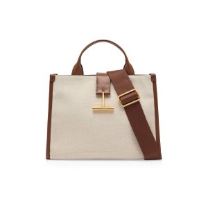 Tom Ford Canvas And Läder Tara Medium Top Handle Crossbody Väska Dam Bruna | 872YCUDJX