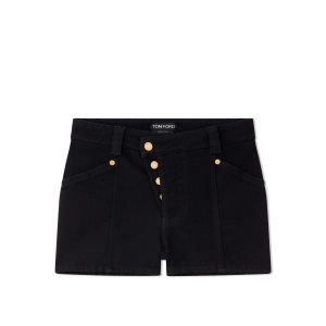 Tom Ford Compact Denim Asymmetric Shorts Byxor Dam Svarta | 079ISYVRG