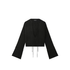 Tom Ford Compact Slinky Viscose Spets-up Crop Blast Dam Svarta | 756CIWRZB