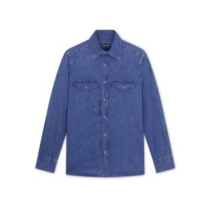 Tom Ford Denim Slim Fit Leisure Skjorta Herr Blå | 097CQGOVM