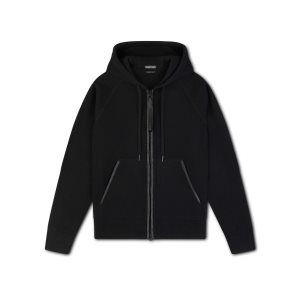 Tom Ford Double Face Cashmere Hoodie Stickat Herr Svarta | 490PLNMIK