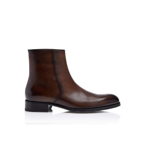 Tom Ford Edgar Burnished Läder Zips Stövlar Herr Bruna | 149TVPZOR