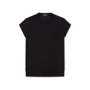 Tom Ford Fine Cashmere Silk Fitted T-shirt Stickat Dam Svarta | 534DLUIMJ