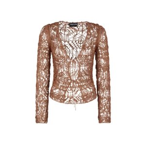Tom Ford Fine Viscose Spets Cardigan Stickat Dam Bruna | 592CRTYXD