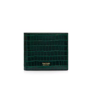 Tom Ford Glossy Printed Croc Klassiska Bifold Wallet Liten Plånbok Herr Olivgröna | 802DKHXIT