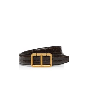 Tom Ford Glossy Printed Croc Scored T Bälte Herr Choklad | 316QTJKSV