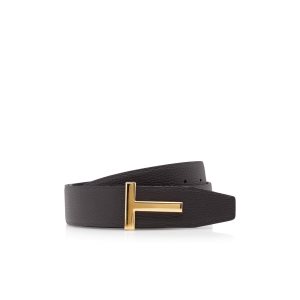 Tom Ford Grain Läder T Icon Bälte Herr Bruna Svarta | 784SDKWUN