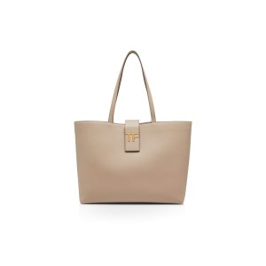 Tom Ford Grain Läder Tf Small E/W Toteväska Dam Grå Bruna | 456WGUMHY