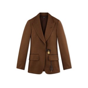 Tom Ford Hopsack Tailoring Padlock Jacka Dam Pecan | 698ZYJGCR