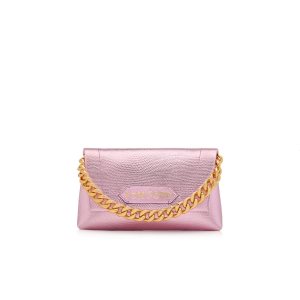 Tom Ford Laminated Printed Lizard Label Clutch Väska Dam Ljusrosa | 742ALXUGK