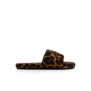 Tom Ford Leopard Towelling Harrison Slides Platta Skor Dam Svarta | 162RHJYSZ