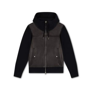 Tom Ford Läder Front Merino Jacket Stickat Herr Svarta | 720WOJIHL