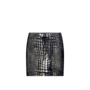 Tom Ford Metallic Printed Croc Läder Mini Kjolar Dam Silver | 594IDXMKQ