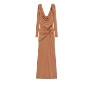 Tom Ford Microcosta Jersey Criss Cross Evening Klänning Dam Parfait | 963UTJKSF