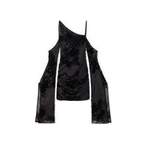 Tom Ford Primrose Floral Velvet Devore' Mini Cocktail Klänning Dam Svarta | 409SZVTUD