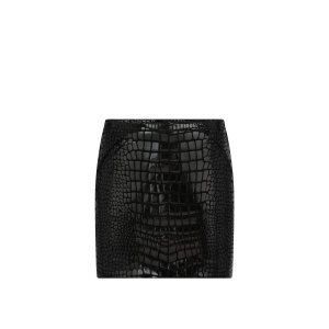 Tom Ford Printed Croc Läder Mini Kjolar Dam Svarta | 437PWGAXL