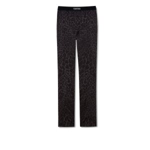 Tom Ford Reflected Leopard Silk Pyjamasbyxor Herr Ink | 980QAJRIZ
