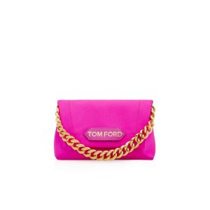 Tom Ford Satin Label Mini Chain Axelväska Dam Rosa | 198MCJWOG
