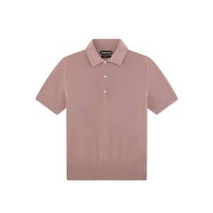 Tom Ford Silk Bomull Piquet Polo Stickat Herr Rosa | 932PDZUXY