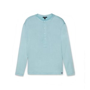 Tom Ford Silk Pajama Henley T-shirt Herr Blå | 516EYHXMP