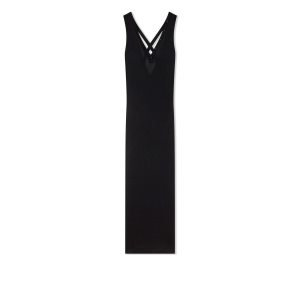 Tom Ford Slinky Viscose V-neck Klänning Dam Svarta | 032MZSROC