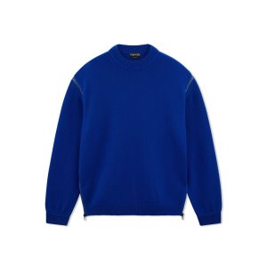 Tom Ford Soft Cashmere Oversize Stickat Dam Blå | 046NGDBFP