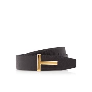 Tom Ford Soft Grain Läder T Icon Bälte Herr Bruna Svarta | 136XBYCNM