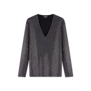 Tom Ford Sparkle Cashmere Slightly Oversize Stickat Dam Svarta | 143GVLEFD