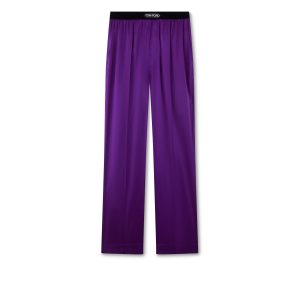 Tom Ford Stretch Silk Satin Morgonrock Dam Amethyst | 768AITUEF