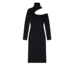 Tom Ford Stretch Ull Cut-out Below The Knee Klänning Dam Svarta | 301MIRBFX