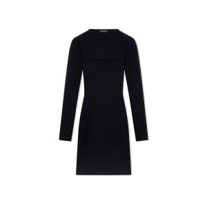 Tom Ford Stretch Ull Rib Two Pieces Mini Klänning Dam Svarta | 605RDZIPT