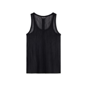 Tom Ford Transparent Rib Jersey Tank Blast Dam Svarta | 831FKYTXG