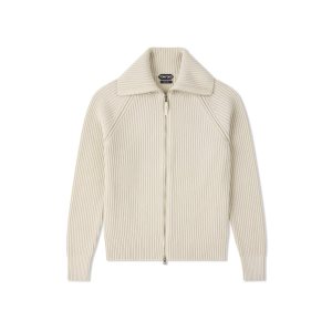 Tom Ford Ull Cashmere Full Zip Stickat Herr Vita | 417FISUKA