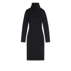 Tom Ford Ull Rib Midi Klänning Dam Svarta | 381HRVEBP