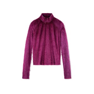 Tom Ford Viscose 'Fur' Turtleneck Top Stickat Dam Fuschia | 917PBHDXL