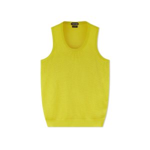 Tom Ford Viscose Mesh Vest Stickat Herr Citron | 253BINDJS